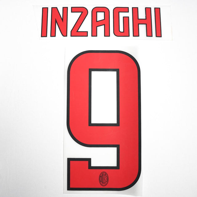 2008/9 AC Milan Away Name Set Inzaghi 9 (Repro)
