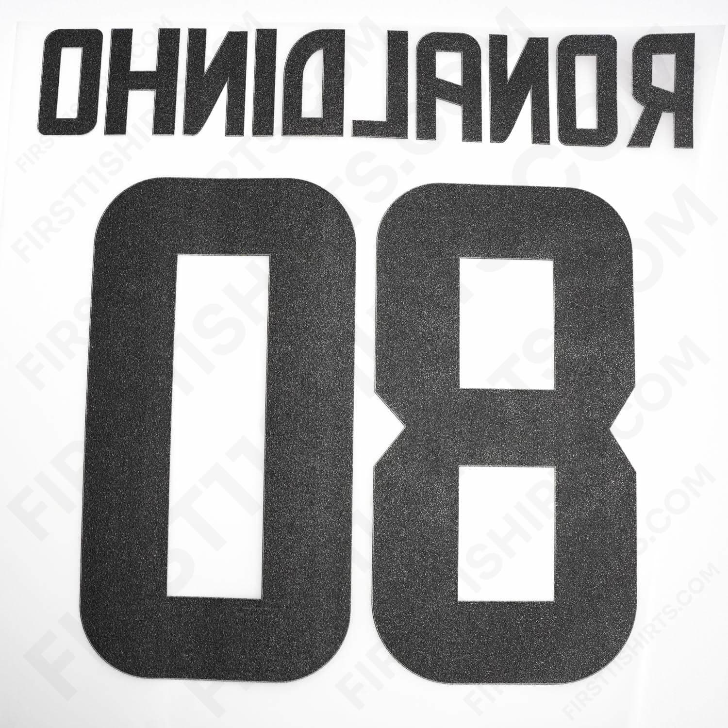 2008/9 AC Milan Away Name Set Ronaldinho 80 (Repro)