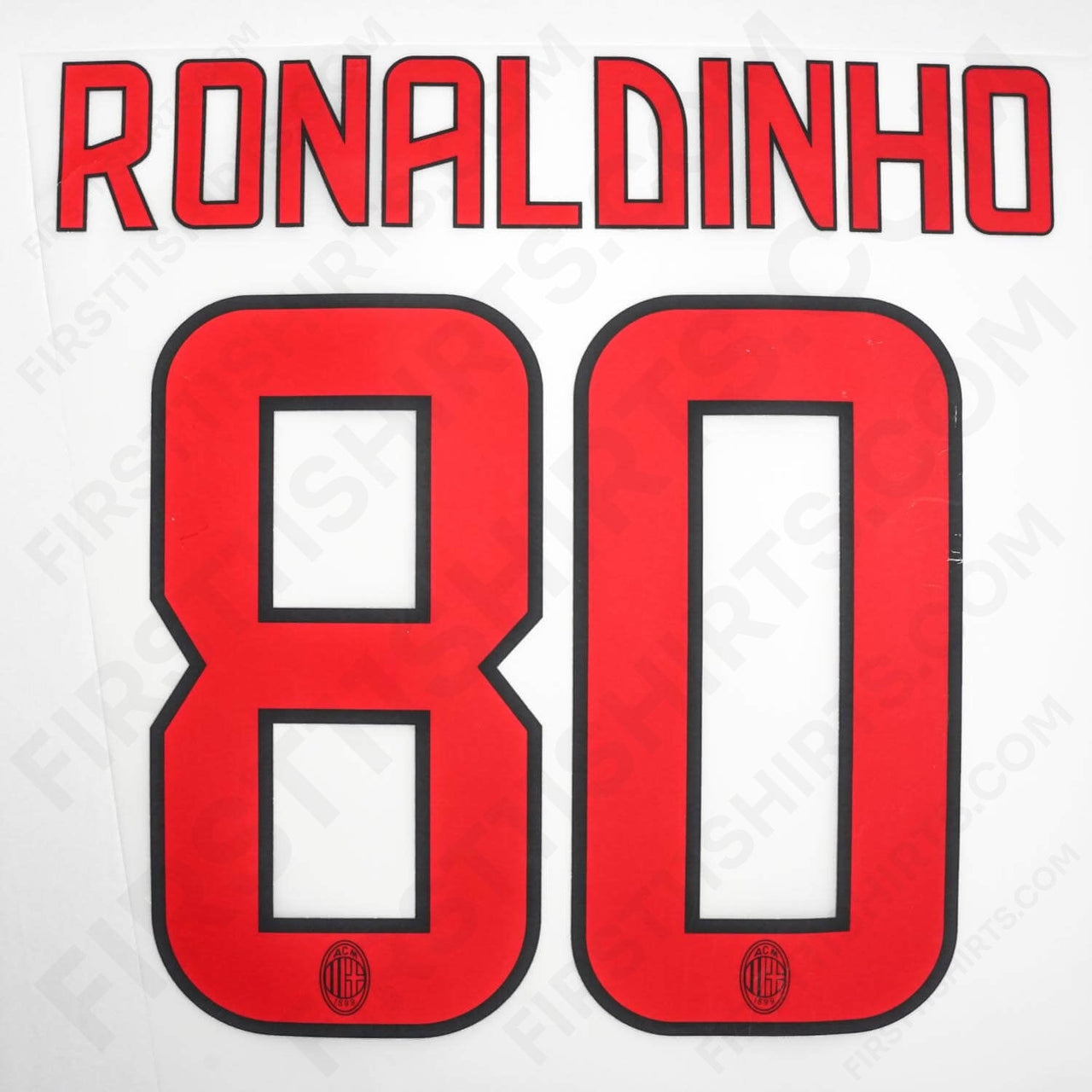 2008/9 AC Milan Away Name Set Ronaldinho 80 (Repro)