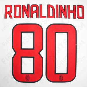 2008/9 AC Milan Away Name Set Ronaldinho 80 (Repro)