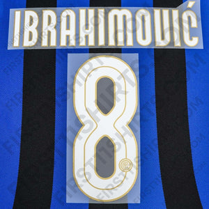 2008/9 Inter Milan Home Name Set Ibrahimovic 8 (Repro)