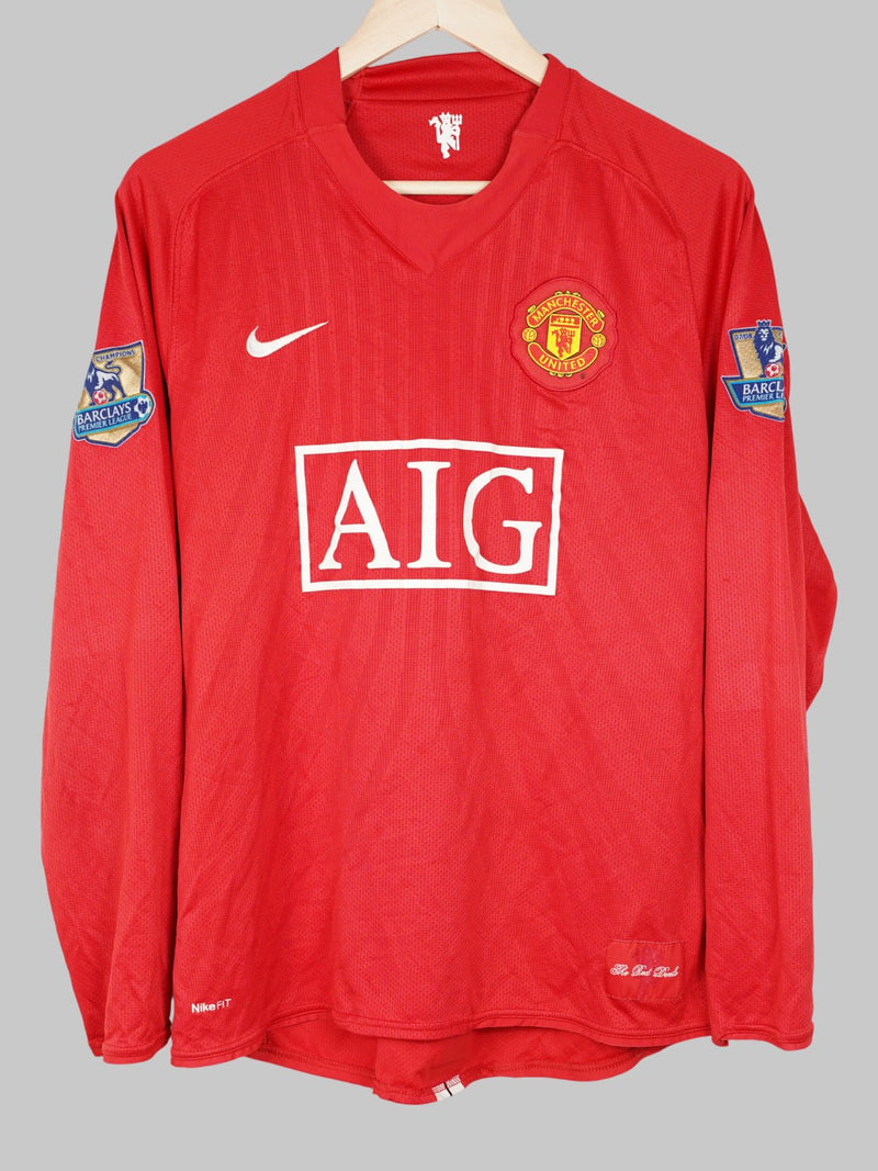 2007/08 Manchester United Berbatov #9 Home Shirt L/S (L) 