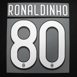2009 - 10 AC Milan Home/Third Name Set Ronaldinho 80 (Repro)