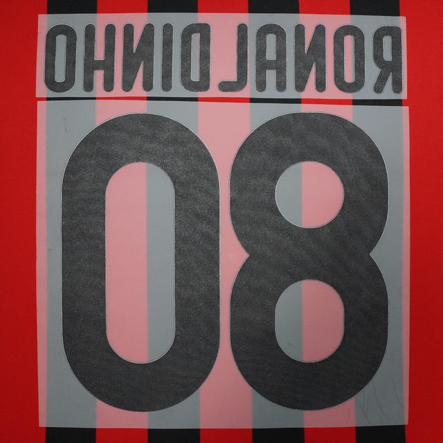 2009 - 10 AC Milan Home/Third Name Set Ronaldinho 80 (Repro)