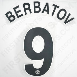 2009/10 Manchester United Away Name Set Berbatov 9 (Repro)