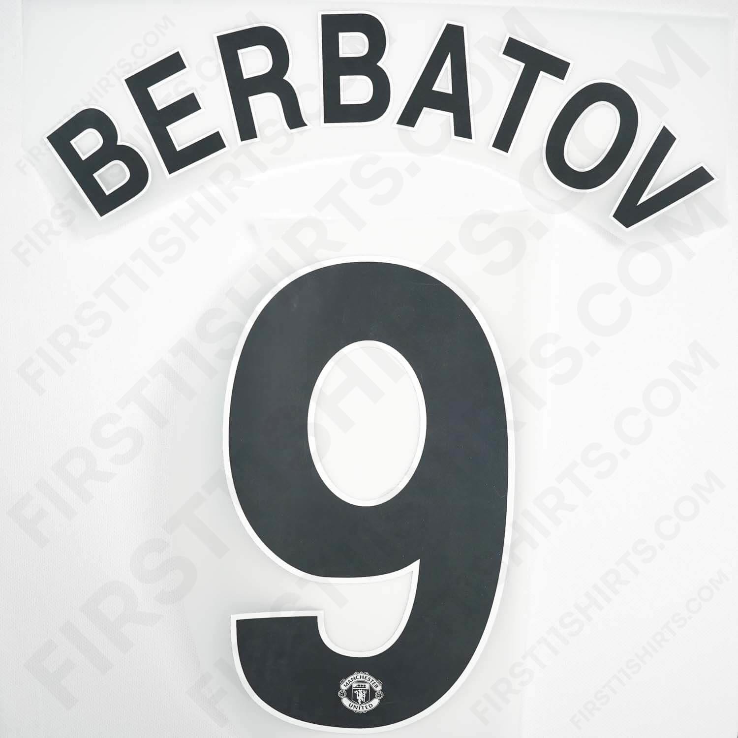2009/10 Manchester United Away Name Set Berbatov 9 (Repro)