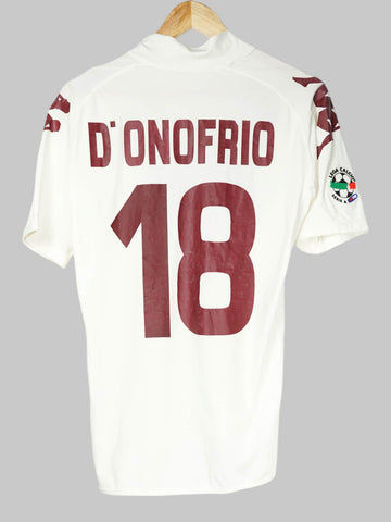 2009/10 Torino D'onofrio #18 Away Shirt Match Worn/Issued (S)