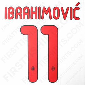 2011/12 AC Milan Away Name Set Ibrahimovic 11 (Repro)