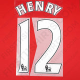 2011/12 Arsenal Home/Away Name Set Henry 12 PS (Repro)