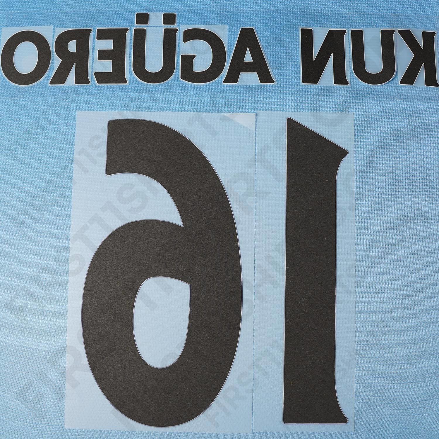 2013 - 2016 Man City Home Name Set Kun Agüero 16 PS (Repro)
