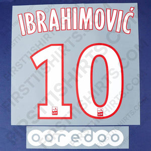 2013 - 2016 PSG Home Name Set Ibrahimovic 10 (Repro)