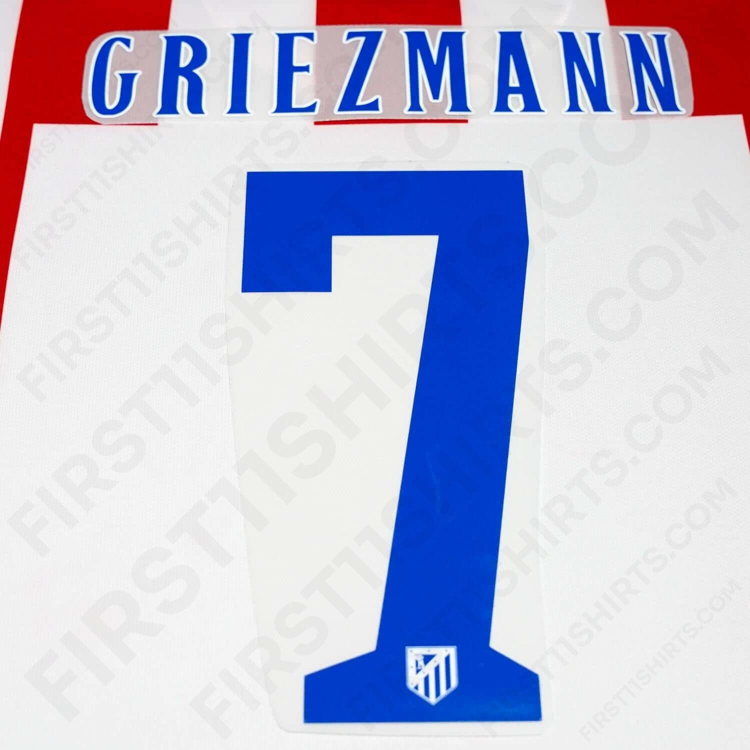 2014/15 Atletico Madrid Home Name Set Griezmann 7 (Repro)