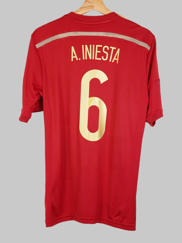 2014/15 Spain A.Iniesta #6 Home Shirt (M) Adidas