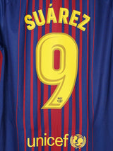 2017/18 Barcelona Suarez #9 Home Shirt (M)