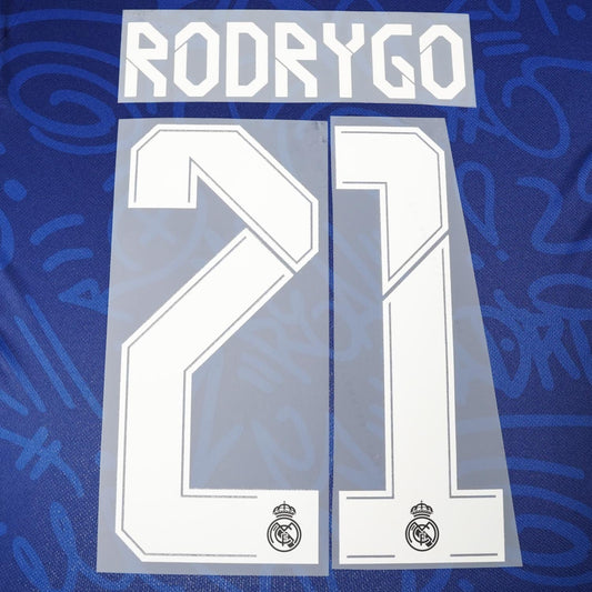 2021/22 Real Madrid Away/Third Name Set Rodrygo 21 (Repro)