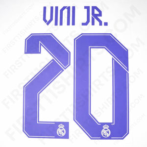 2021/22 Real Madrid Home Name Set Vini Jr 20 Cup Version (Repro)