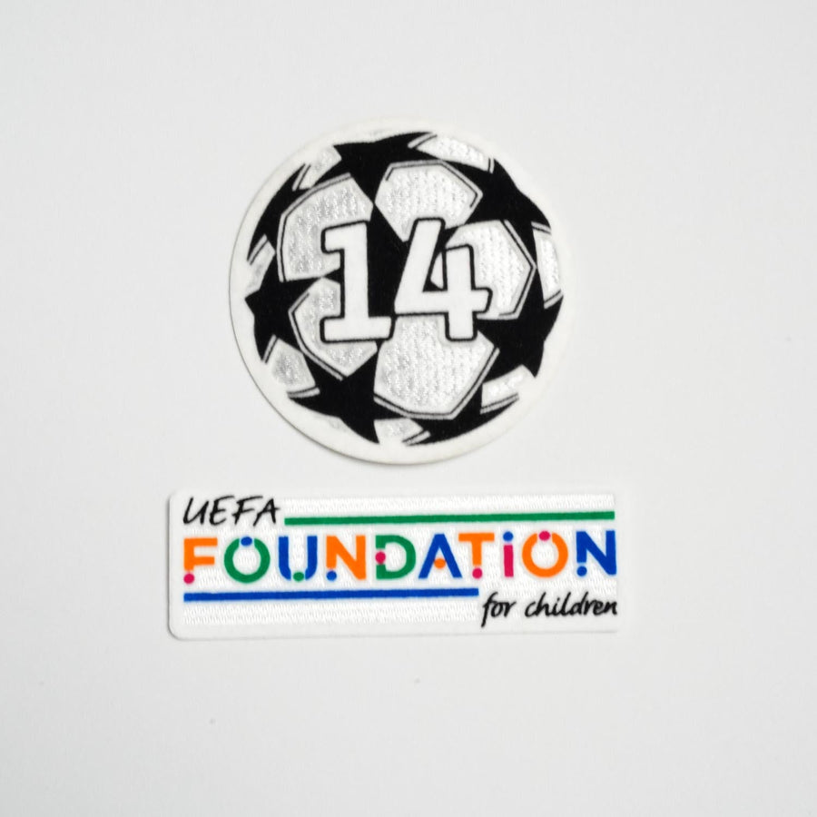 2023/24 Real Madrid 14 Times UCL + UEFA Foundation Patches (Repro)