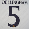 2023/24 Real Madrid Home Name Set Bellingham #5