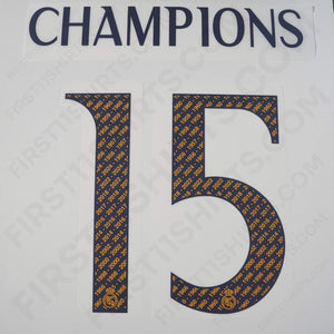 2023/24 Real Madrid Home Name Set Champions 15 (Repro)