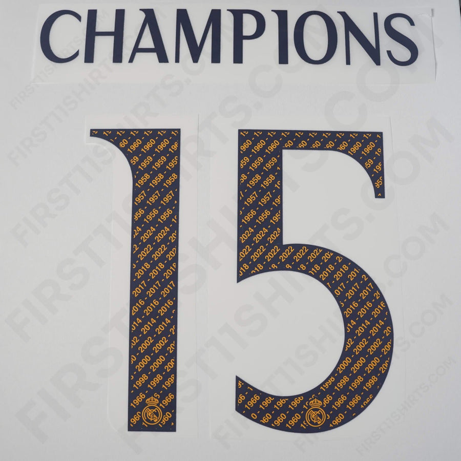 2023/24 Real Madrid Home Name Set Champions 15 (Repro)
