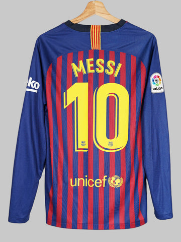 2018/19 Barcelona Messi #10 Home Shirt L/S (M)