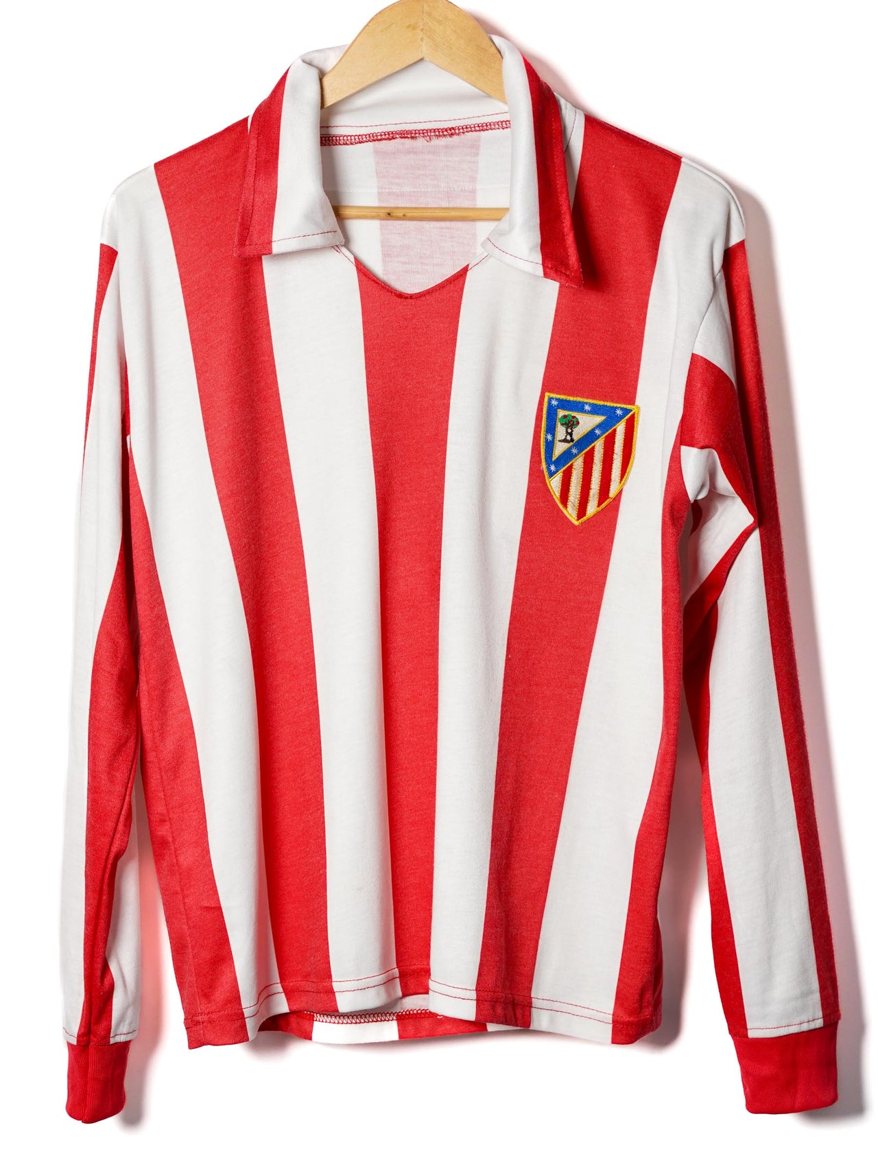 Atletico Madrid thuisshirt met lange mouwen jaren 80 nr. 8 (S)