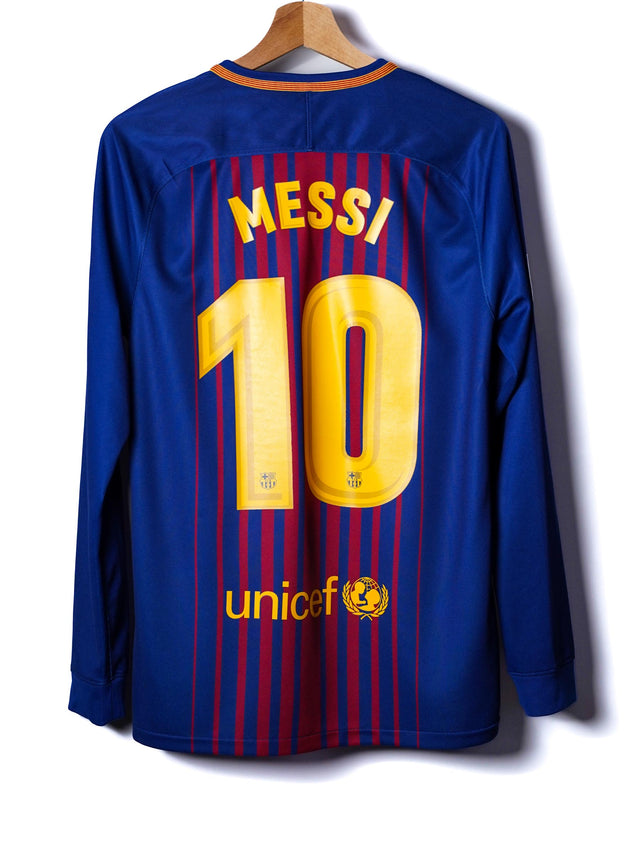 FC Barcelona Home Shirt 2017/18 L/S Messi #10 (S)