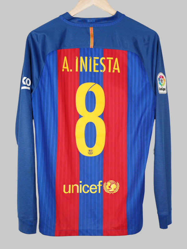 2016/17 Barcelona Iniesta #8 Home Shirt L/S (M) Nike