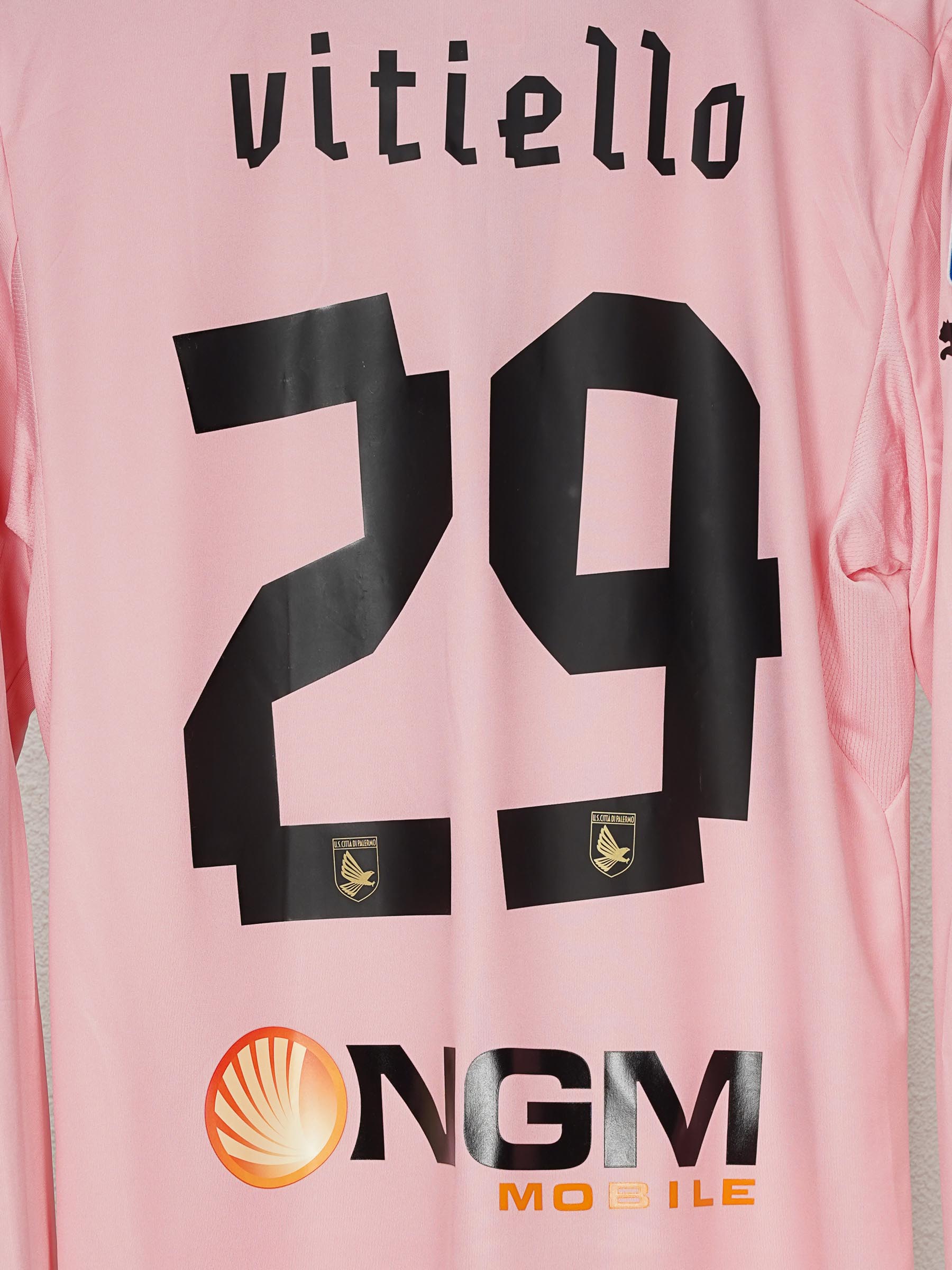 Palermo Home Shirt 2013/14 L/S Vitiello #29 Match Issued/Worn (M)