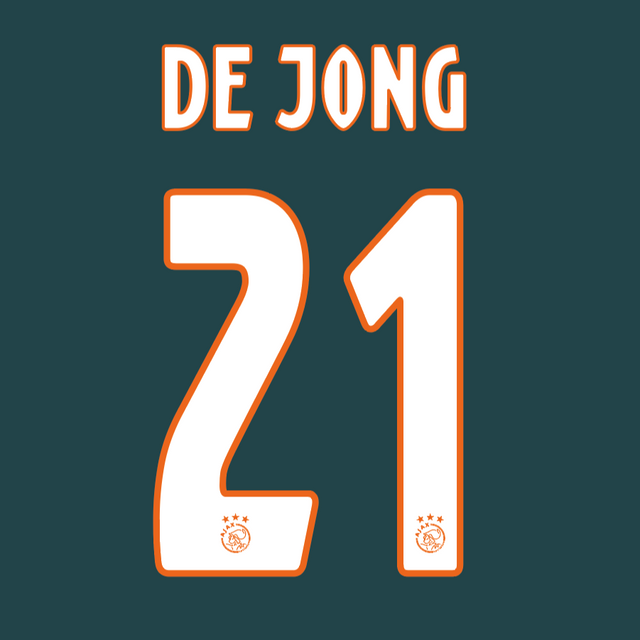 Ajax 2019/20 Away De Jong #21 Nameset Repro