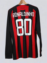 AC Milan Home Shirt 2008/9 L/S Ronaldinho 80 (L)
