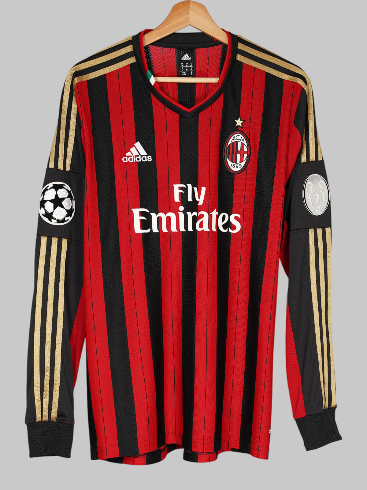 2013/14 AC Milan Balotelli #45 Home Shirt L/S (M) Adidas | First11