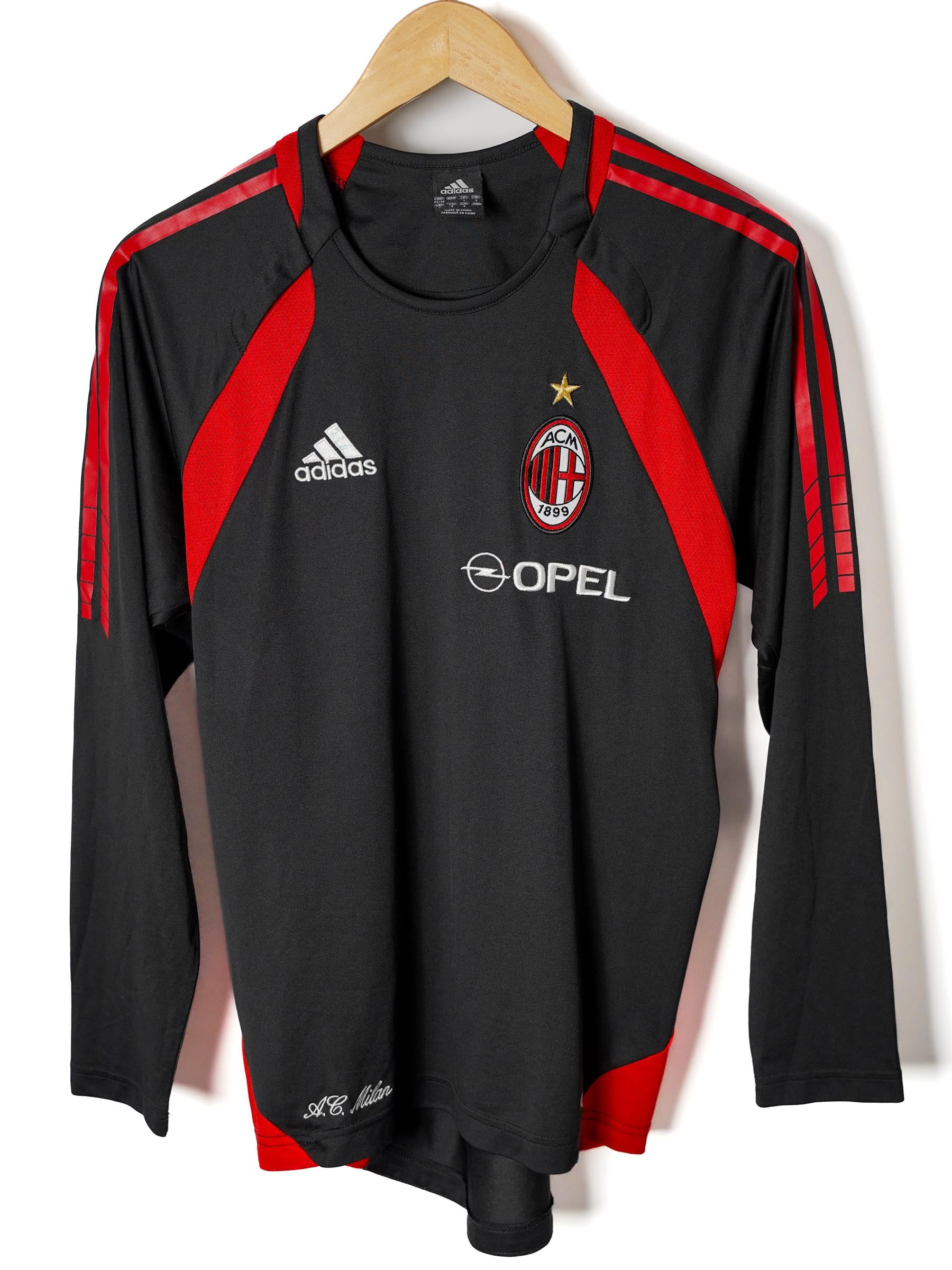 AC Milan シャツ 赤黒 スポンサー OPAL lotto - ACミラン 96-97 ユニホーム ロット OPEL Lサイズ 黒