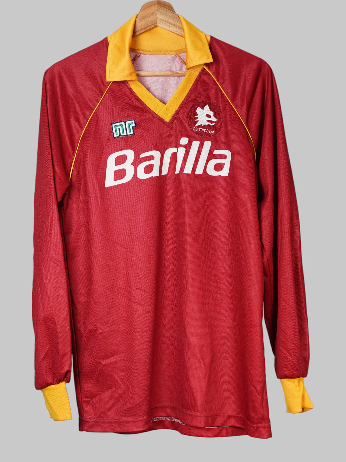 90s ASローマ レア ユニフォーム L ennerre セリアA 1987-90 AS Roma Home Shirt L/S (S) Ennerre | First11