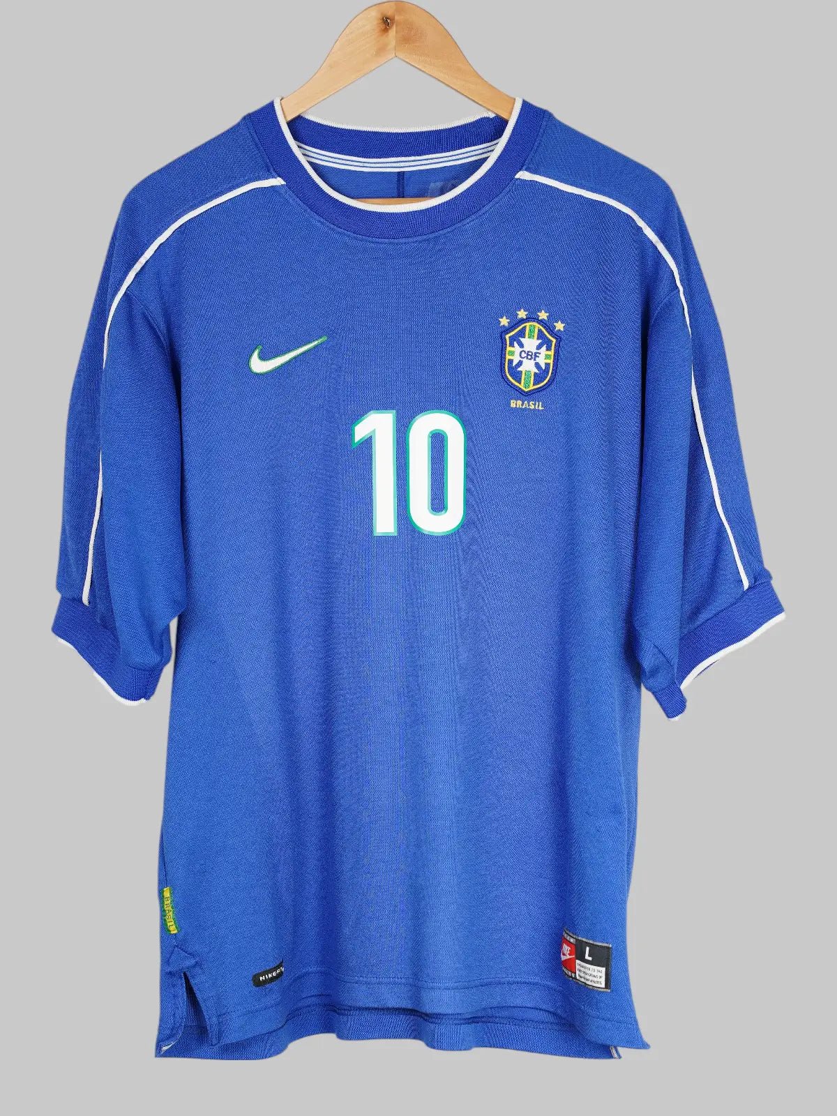 Nike RIVALDO 10 青シャツ L ブラジル代表アウェイユニフォーム 1998/00 Brazil Rivaldo #10 Away Shirt (L) Nike – First11