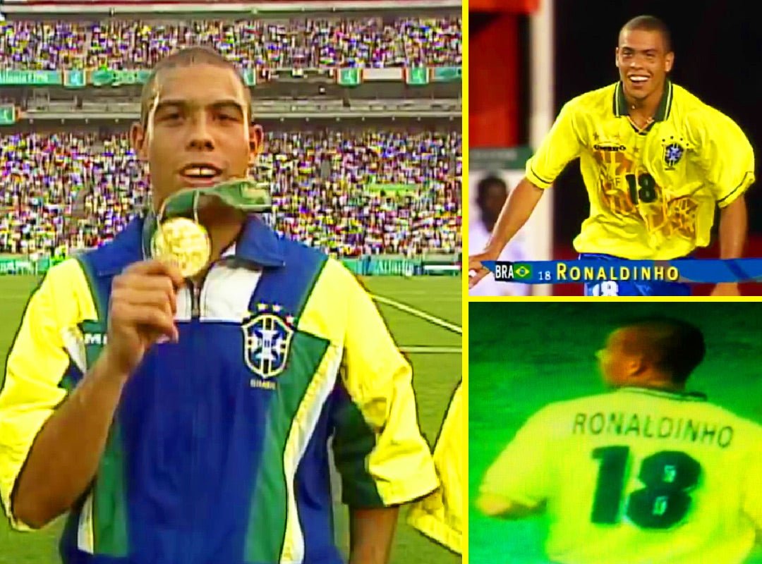 Brazil Home Shirt 1996/97 Ronaldinho #18 - 10/10 - L