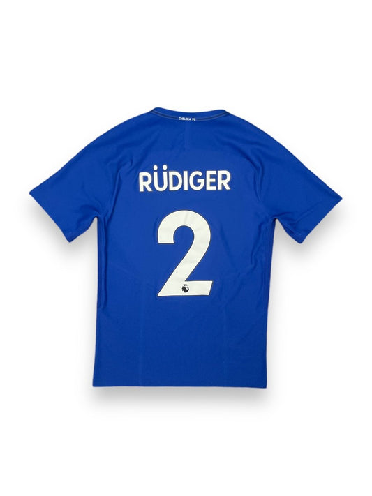 Chelsea Home Shirt 2017/18 Rüdiger #2 Player Issue - 9/10 - S