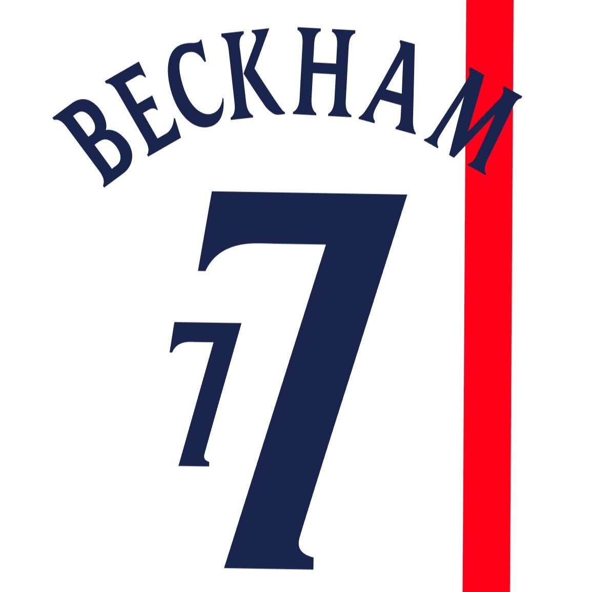 England 2002 Home World Cup Beckham #7 Nameset