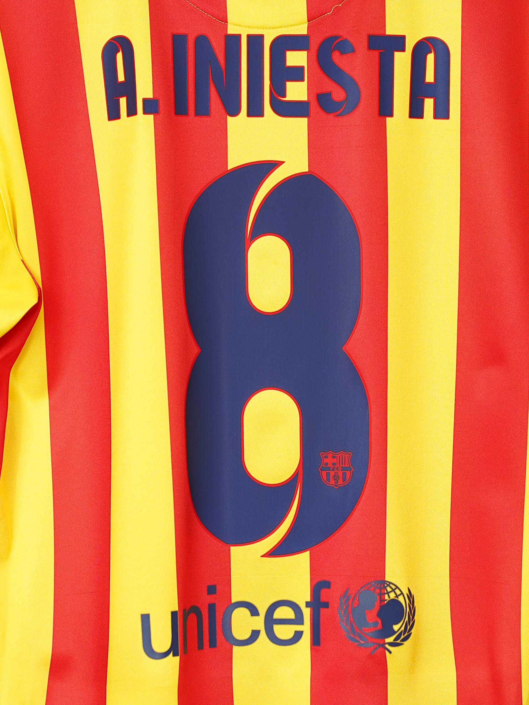 A. INIESTA 8番 FCB 2013-14 2nd カタルーニャ 2013/14 FC Barcelona A.Iniesta #8 Away Shirt (M) Nike – First11