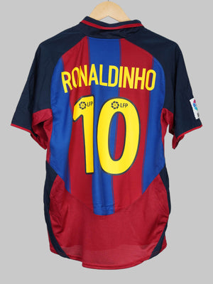FC Barcelona Home Shirt 2003/4 Ronaldinho 10 (M)