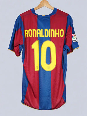 FC Barcelona Home Shirt 2007/8 Ronaldinho 10 (L)