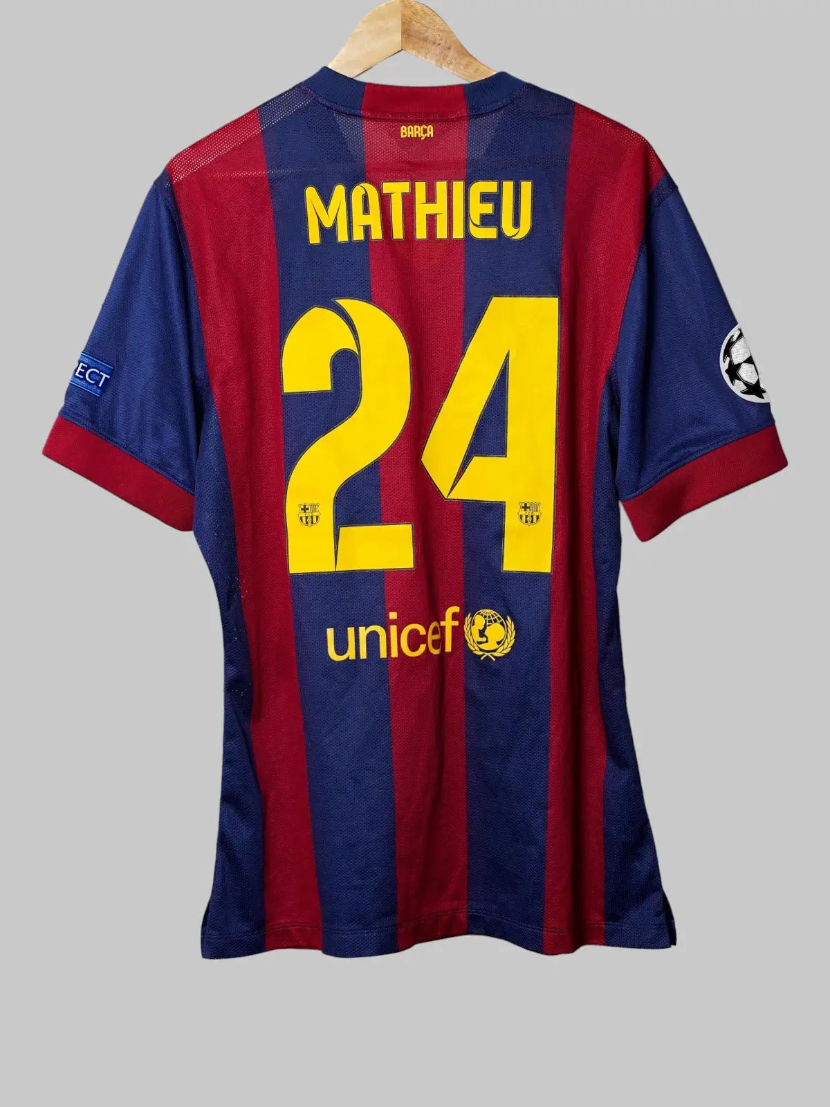 FC Barcelona Home Shirt 2014/15 Match Issued Signed Mathieu (XL)