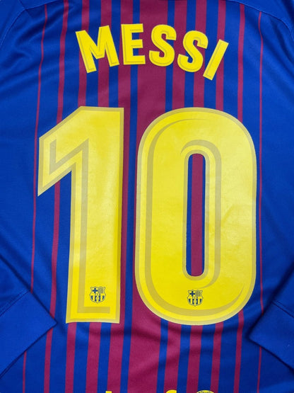 FC Barcelona Home Shirt 2017/18 L/S Messi #10 - 10/10 - S