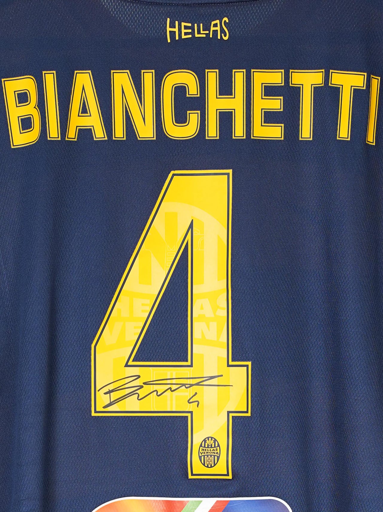 Hellas Verona Home Shirt 2016/17 Signed & Match Worn Bianchetti 4 (XL)