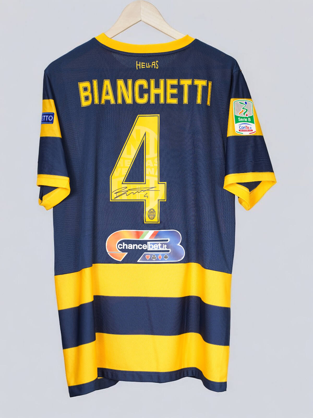 Hellas Verona Home Shirt 2016/17 Signed & Match Worn Bianchetti 4 (XL)