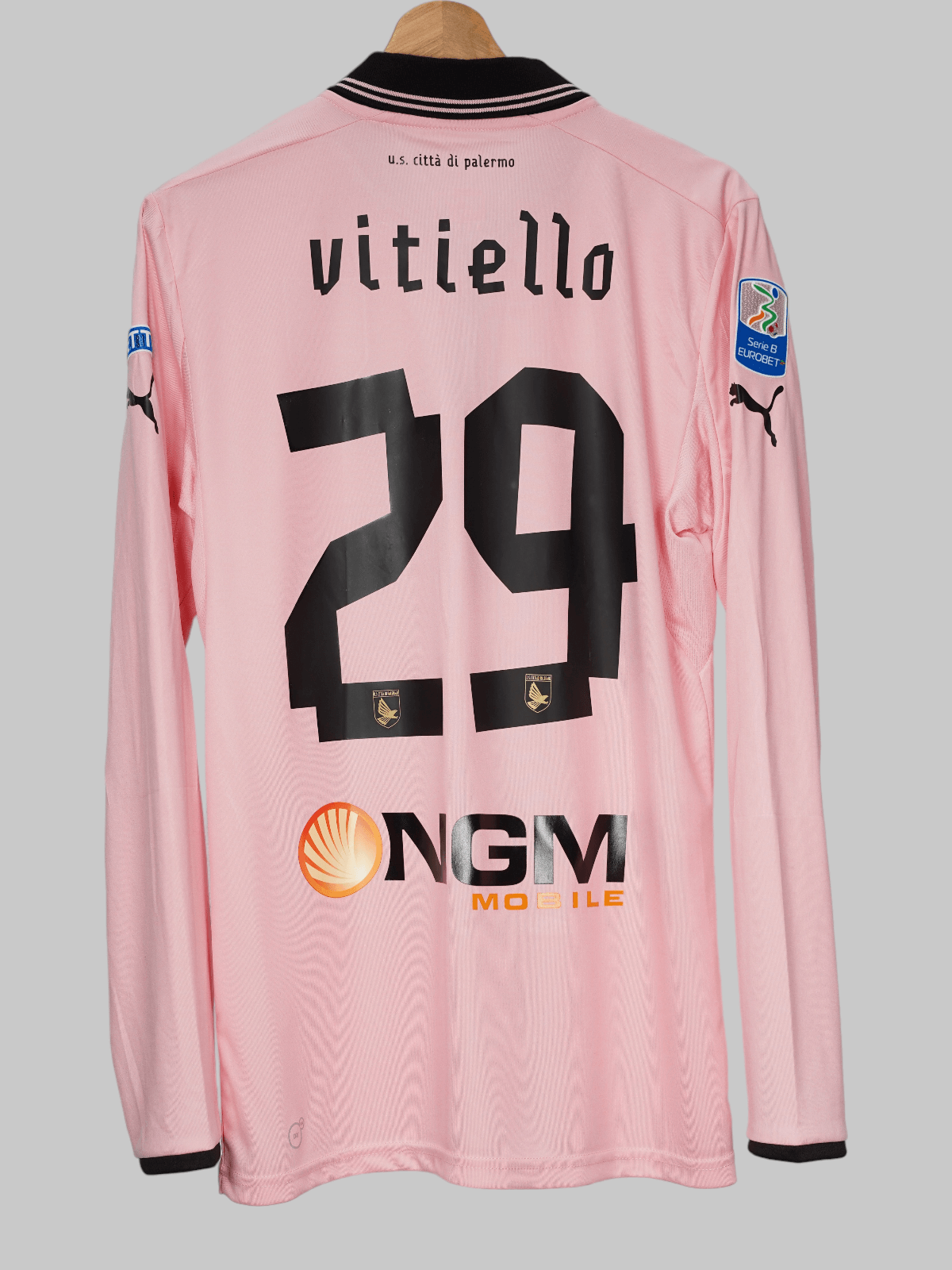 Palermo Home Shirt 2013/14 L/S Vitiello 29 Match Issued/Worn (M)