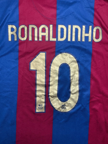 FC Barcelona Home Shirt 2006/7 Ronaldinho #10 - 9/10 - XL