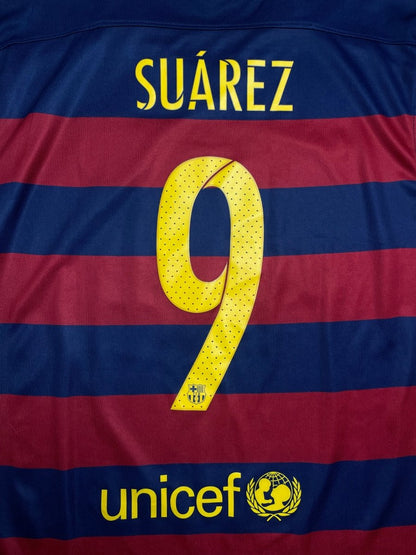 FC Barcelona Home Shirt 2015/16 Suarez #9 - 9/10 - L