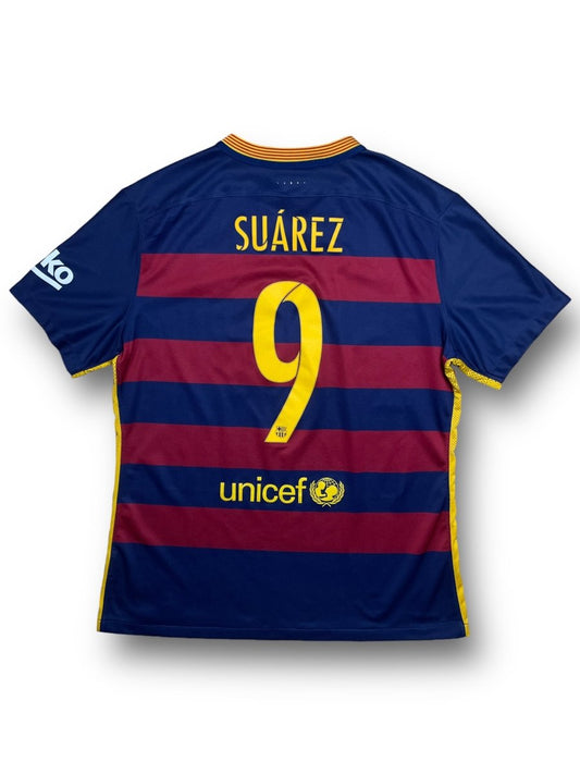 FC Barcelona Home Shirt 2015/16 Suarez #9 - 9/10 - XL